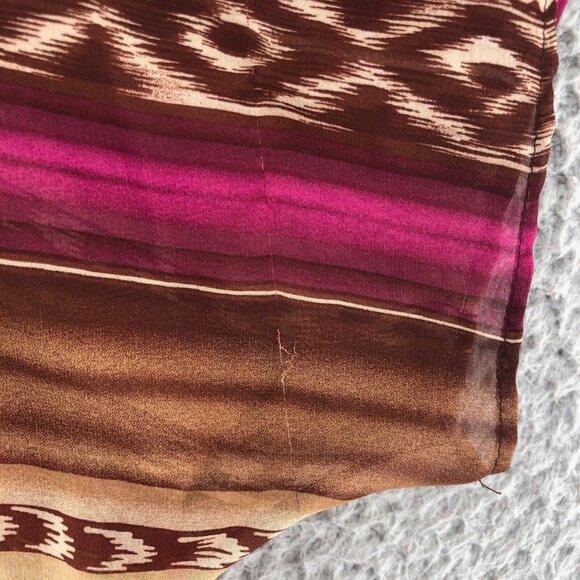 Show Me Your MuMu Top Womens Medium Brown Multi Striped Tunic Short Sleeve Boho* - Picture 5 of 10